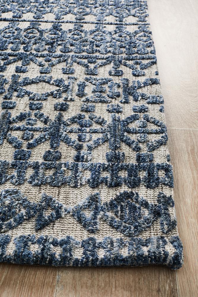Levi Tara Navy Grey Rug Rug Culture