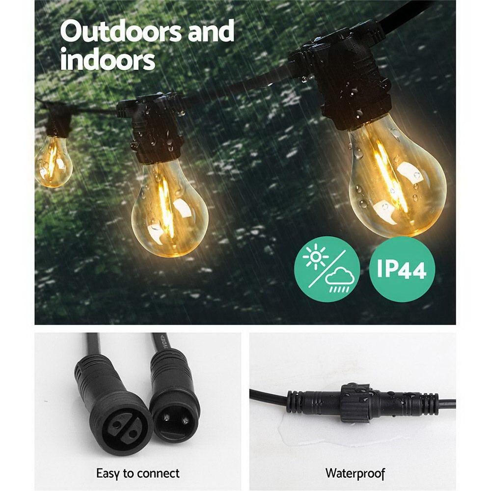 41m LED Festoon String Lights 40 Bulbs Kits Wedding Party Christmas A19 Big Bedding Australia