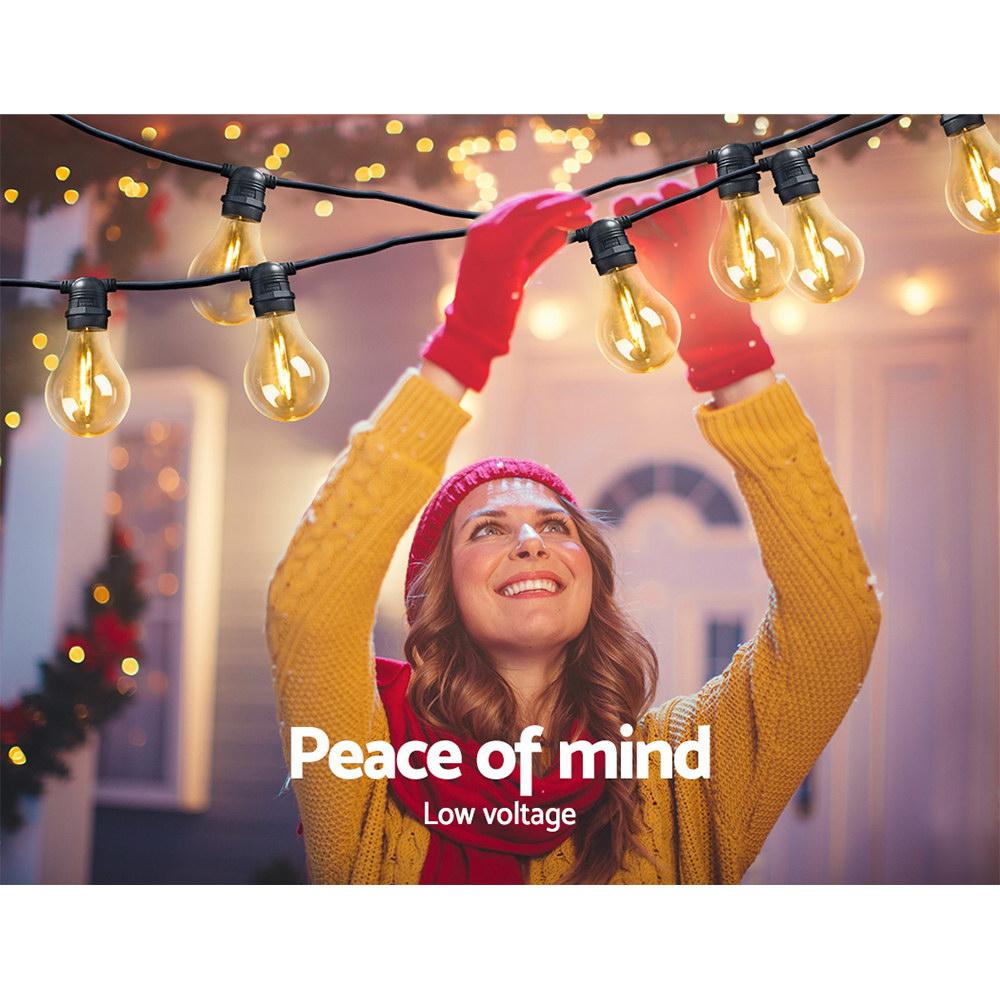 41m LED Festoon String Lights 40 Bulbs Kits Wedding Party Christmas A19 Big Bedding Australia