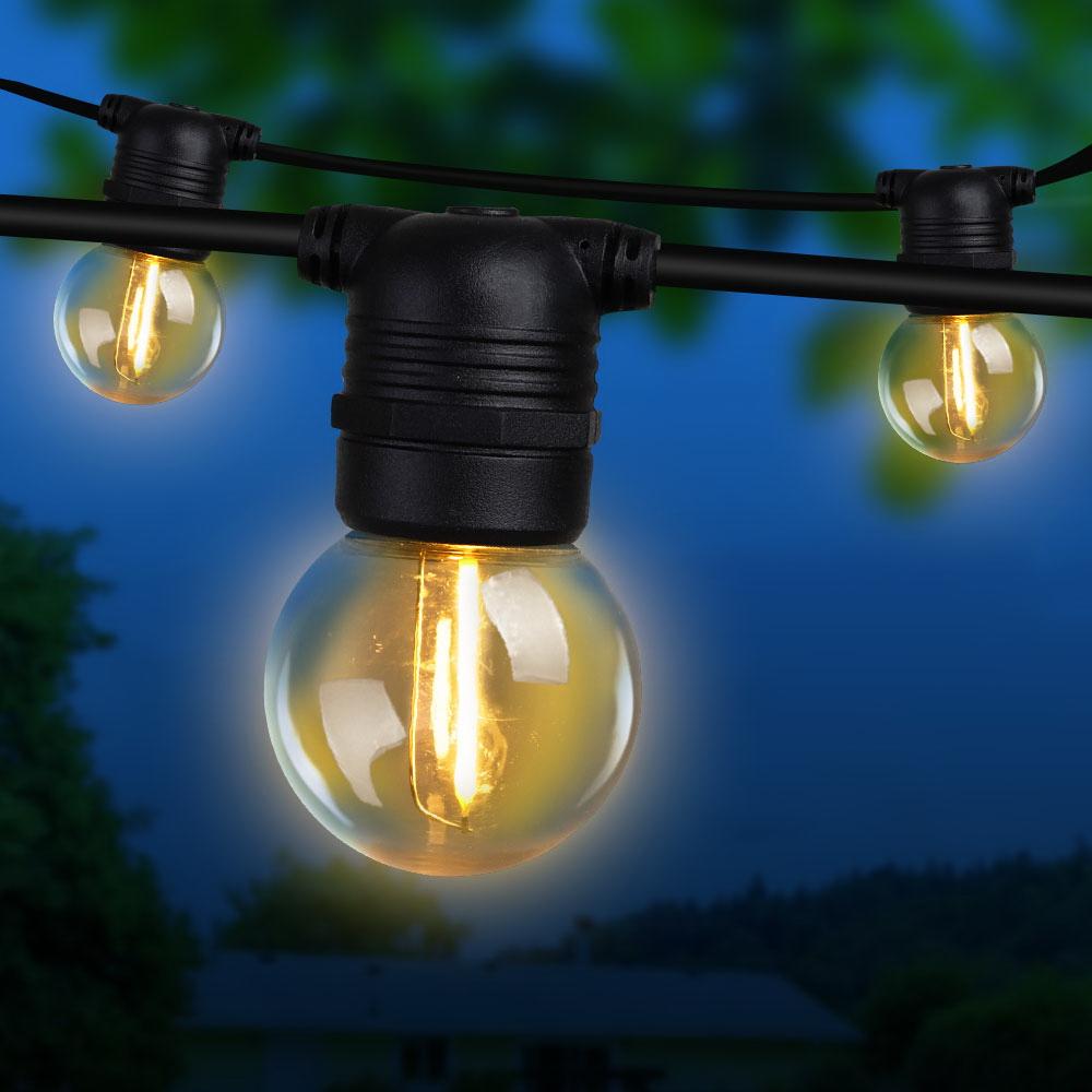 50m LED Festoon String Lights 50 Bulbs Kits Wedding Party Christmas G45 Big Bedding Australia