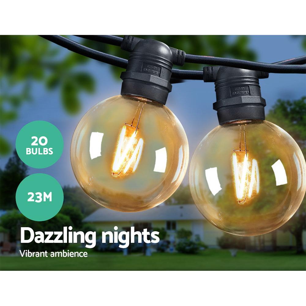 23m LED Festoon String Lights 20 Bulbs Kits Wedding Party Christmas G80 Big Bedding Australia