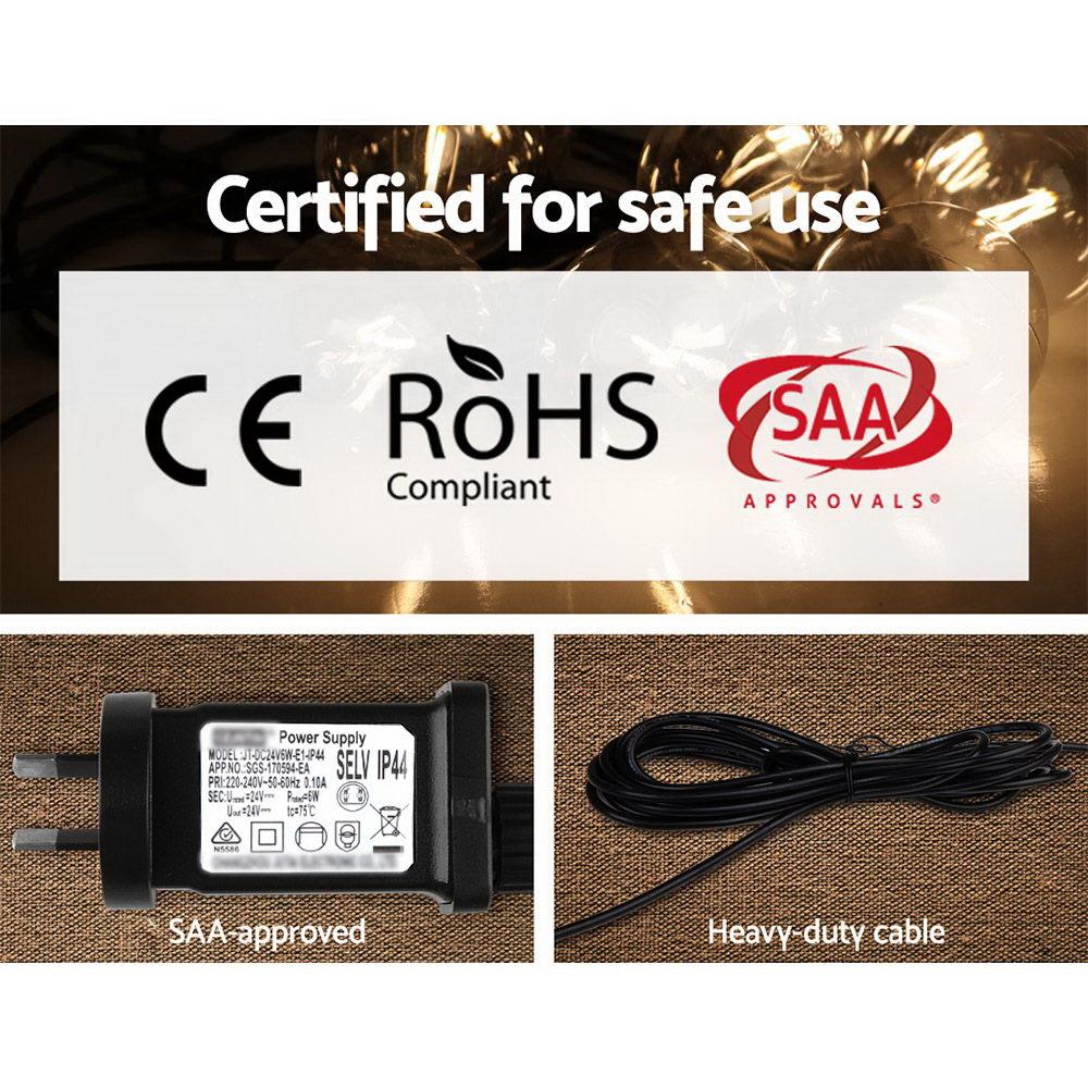 50m LED Festoon String Lights 50 Bulbs Kits Wedding Party Christmas G80 Big Bedding Australia