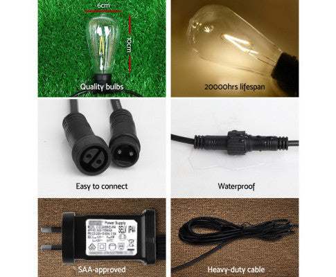 60PCS LED Festoon String Lights Wedding Christmas Outdoor Big Bedding Australia