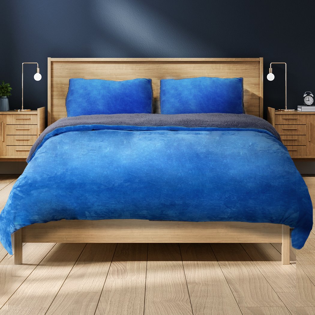 Luxury Bedding Two-Sided Quilt Cover with Pillowcase Double Size Navy Blue Big Bedding Australia