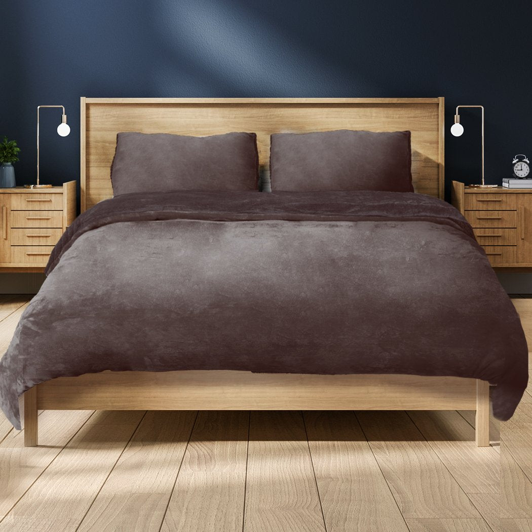 Luxury Flannel Quilt Cover with Pillowcase Mink Double Big Bedding Australia