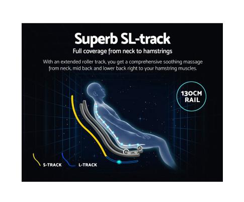 3D Electric Massage Chair Shiatsu SL Track Full Body 58 Air Bags Black Livemor