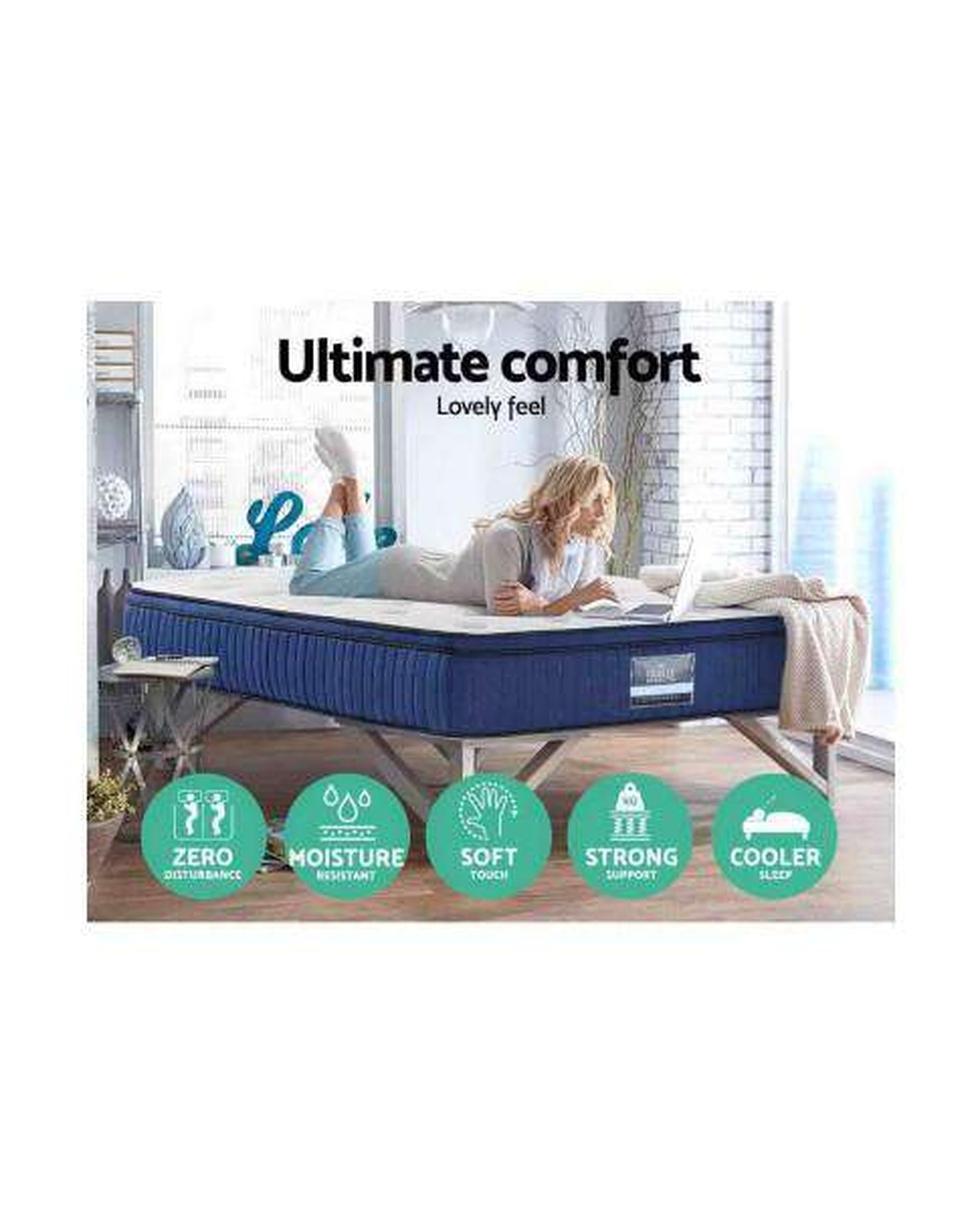 7 Zone Euro Top Pocket Spring Cool Gel Memory Foam 34cm Giselle