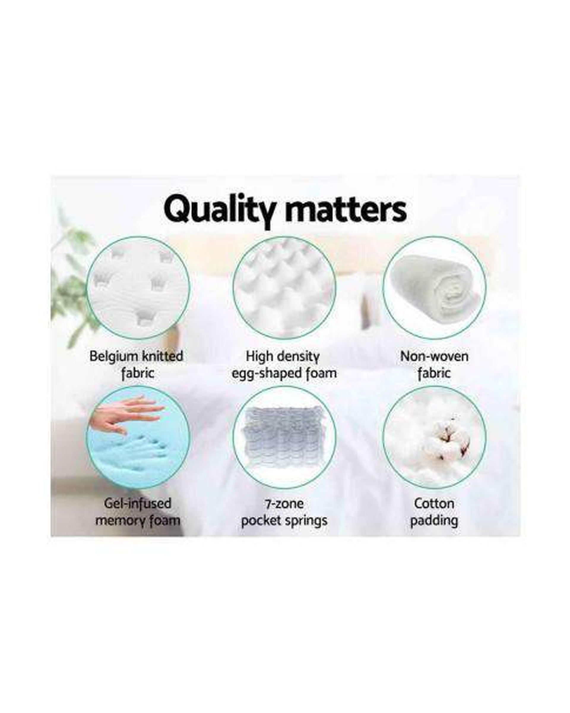 7 Zone Euro Top Pocket Spring Cool Gel Memory Foam 34cm Giselle