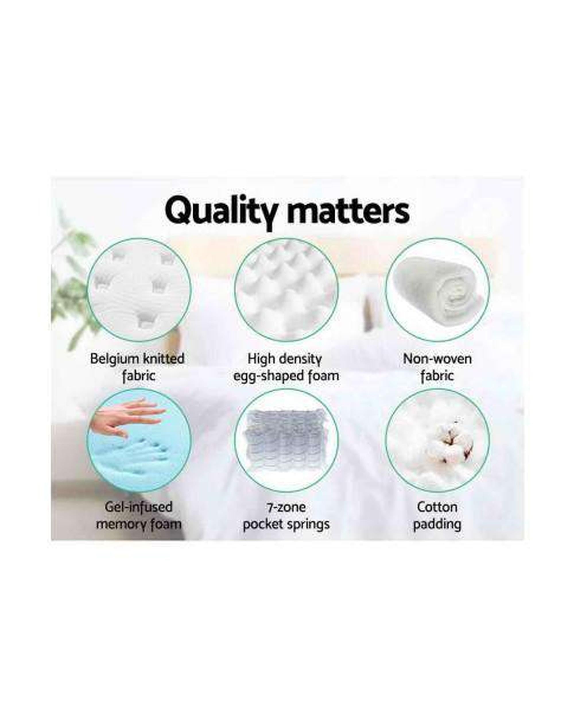 7 Zone Euro Top Pocket Spring Cool Gel Memory Foam 34cm Giselle