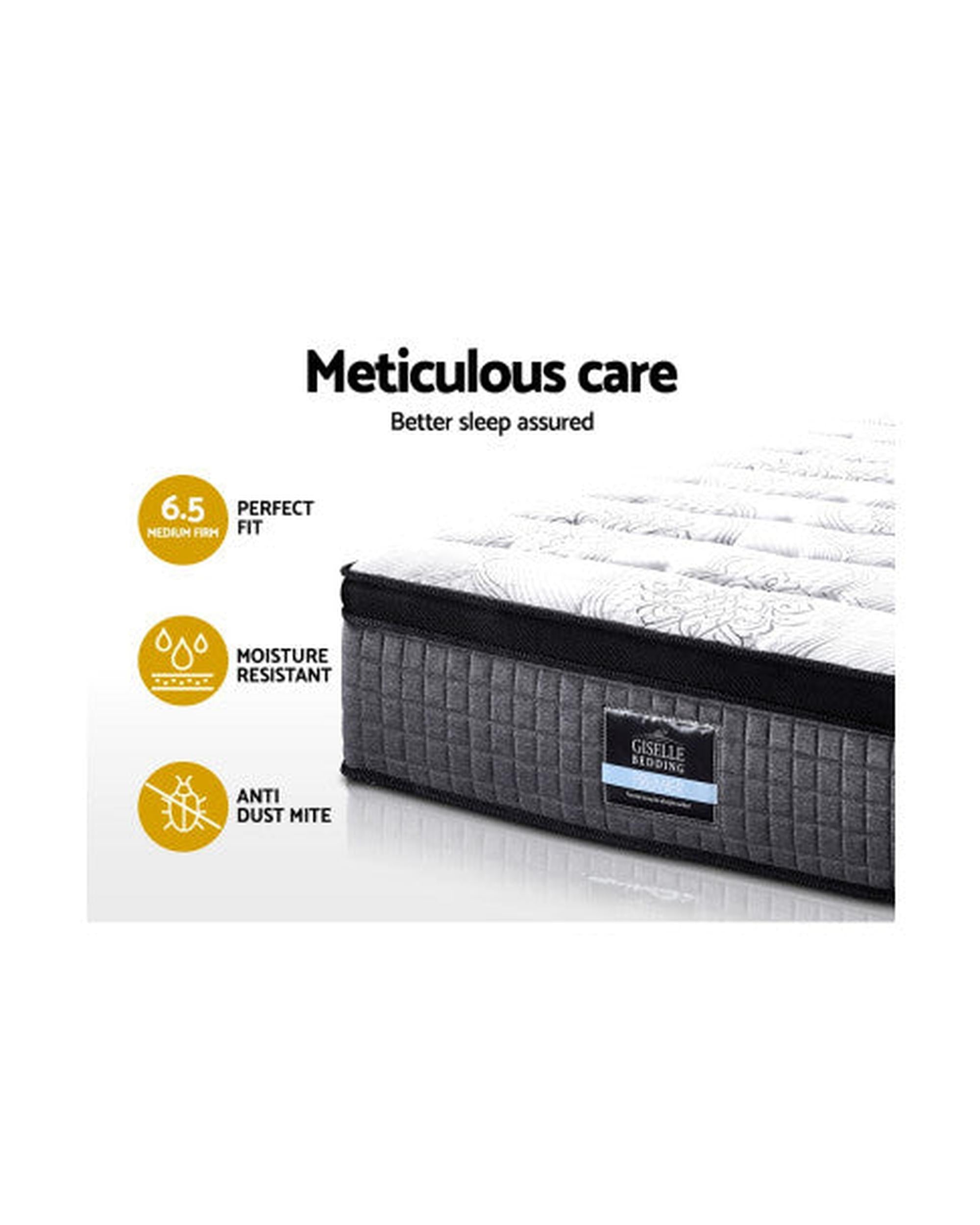 9 Zone Pocket Spring Latex Foam Medium Firm 34cm Mattress Giselle