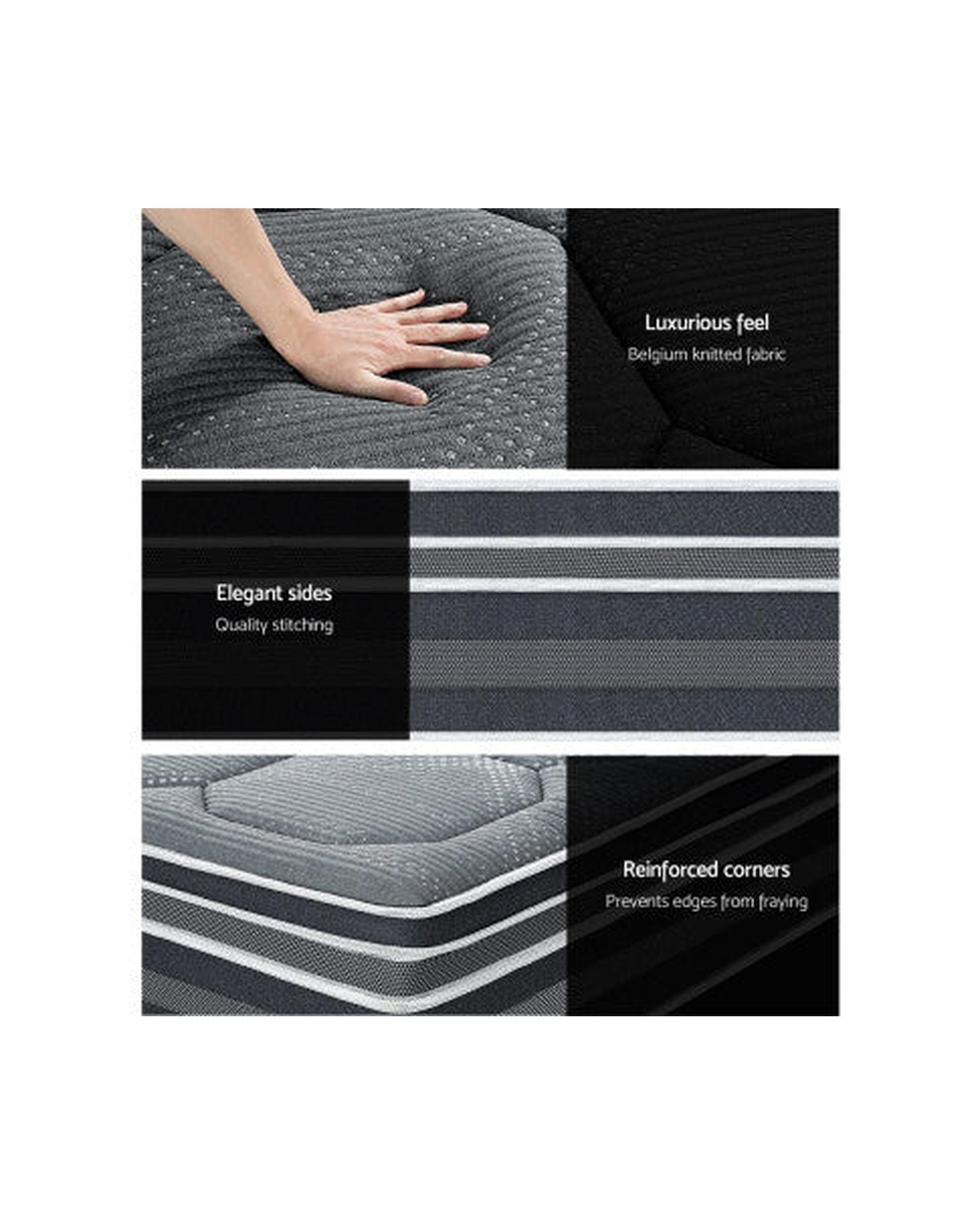 35CM KING Mattress Bed 7 Zone Dual Euro Top Pocket Spring Medium Giselle