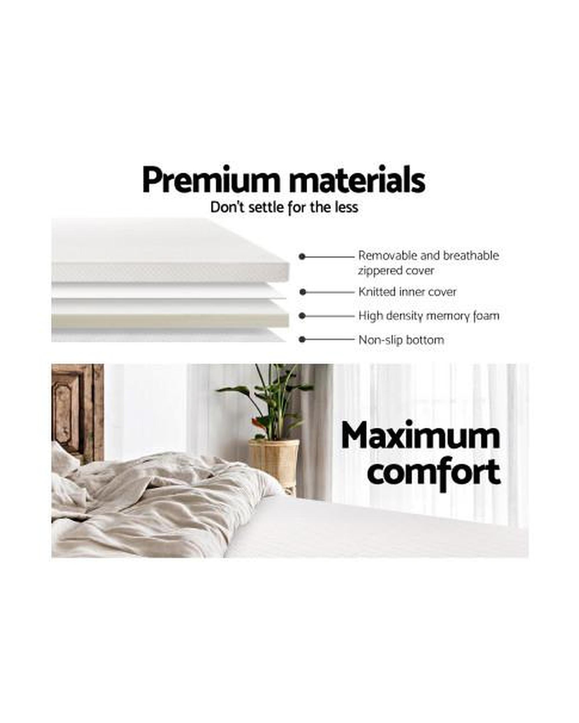 Memory Foam Mattress Topper w/Cover 8cm Giselle