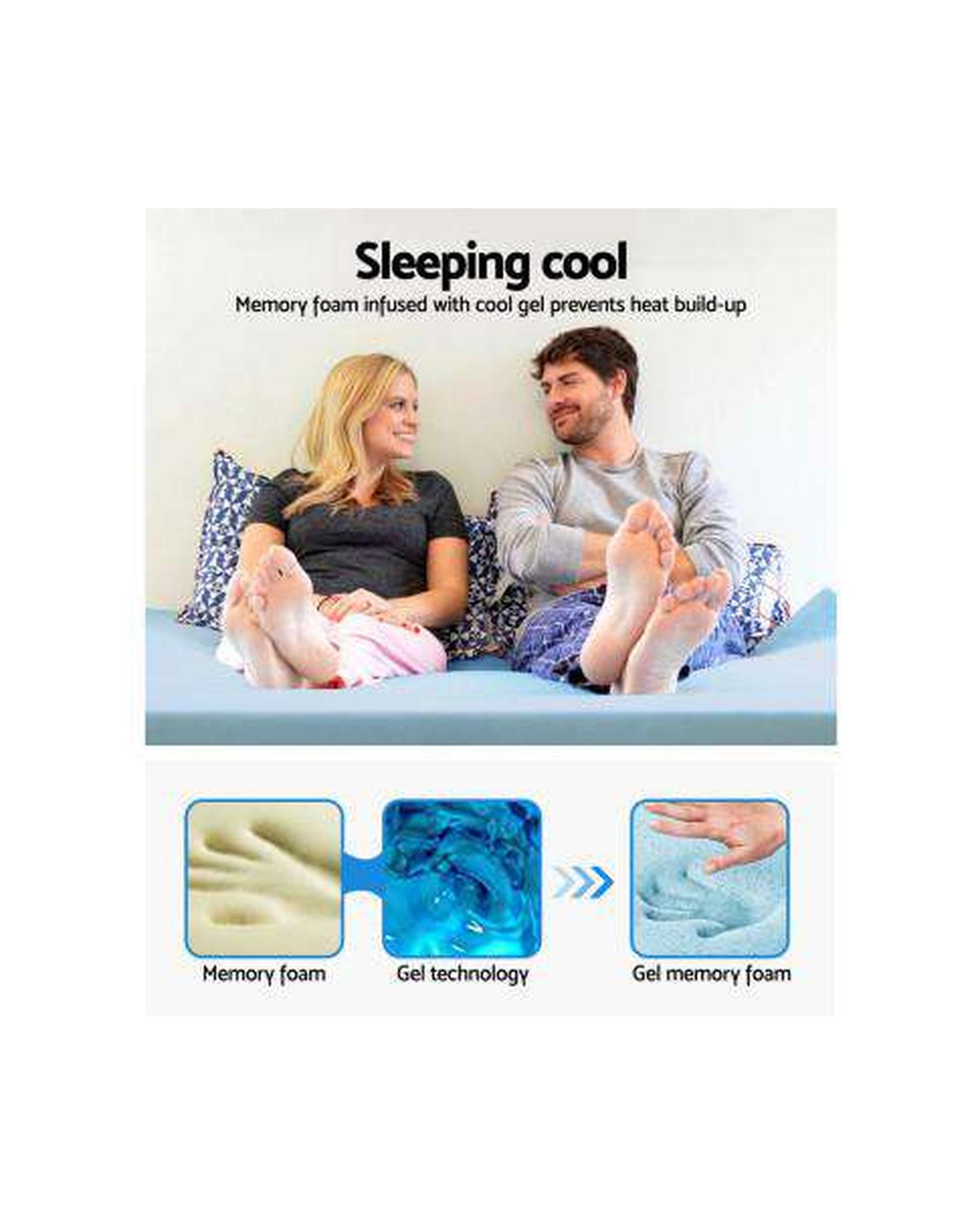 Cool Gel Memory Foam Mattress Topper Bamboo Cover 5CM Giselle