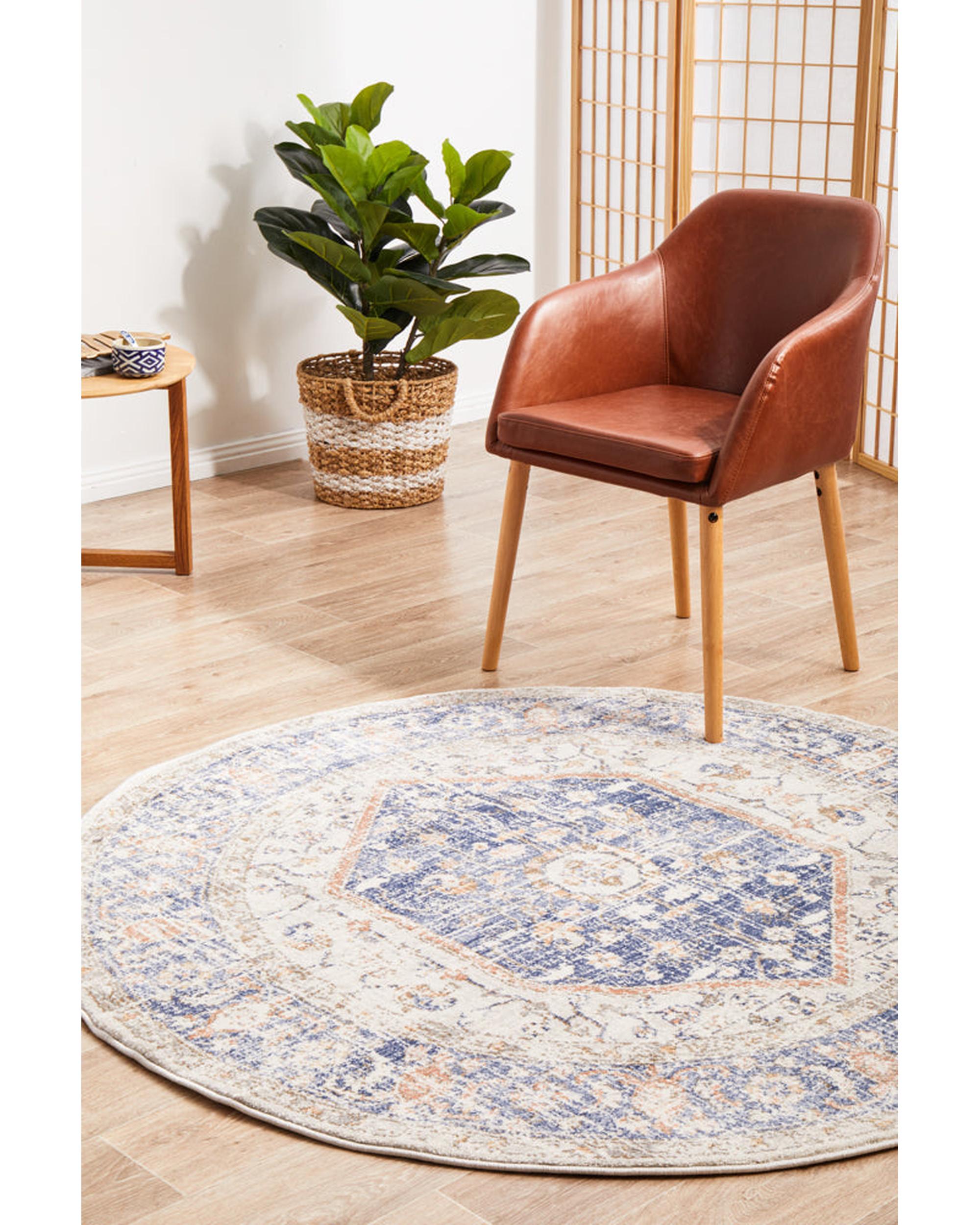 Mayfair Lorissa Blue Round Rug RUG CULTURE
