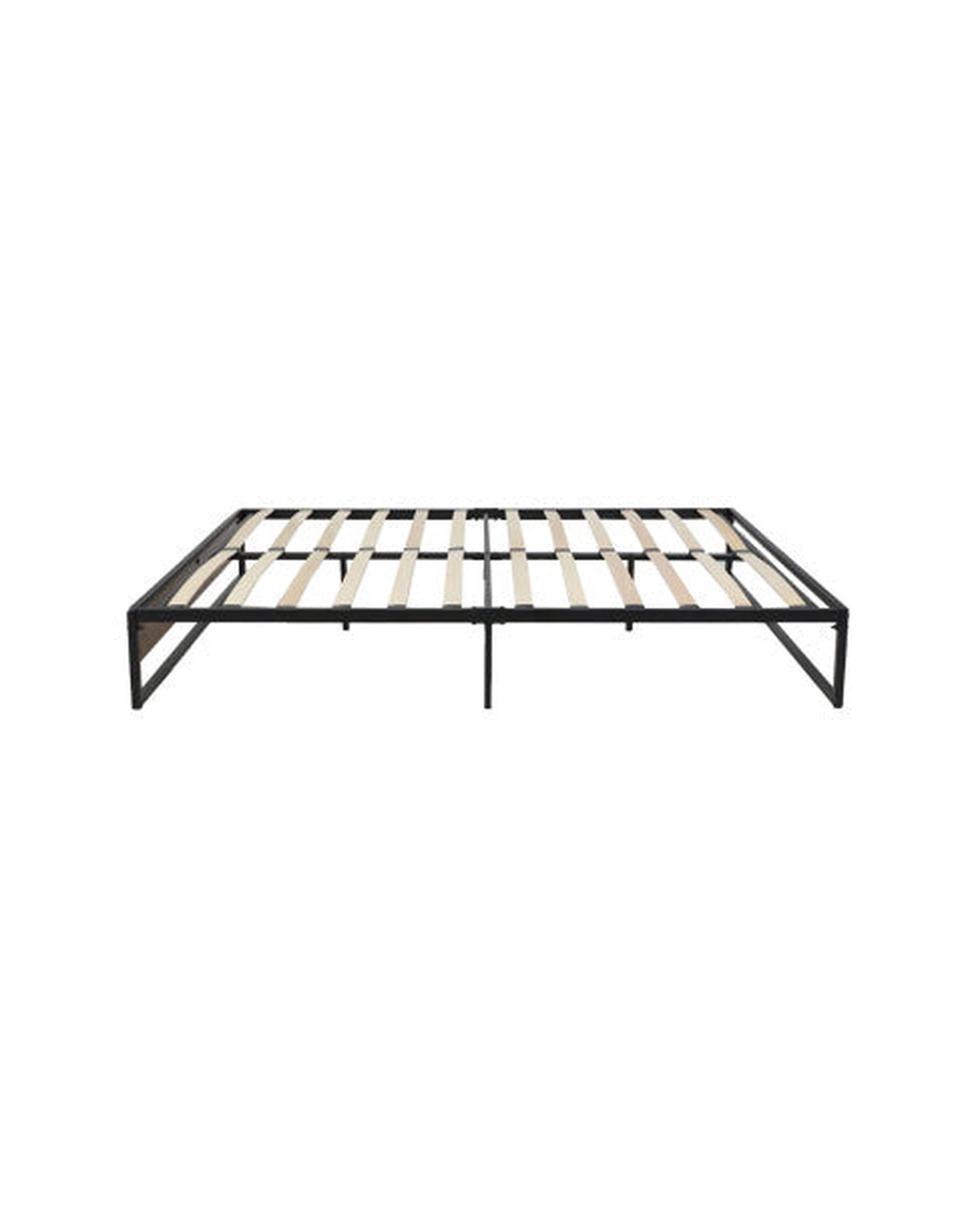 Metal Bed Frame Mattress Base Platform Foundation Wooden Black OSLO Artiss