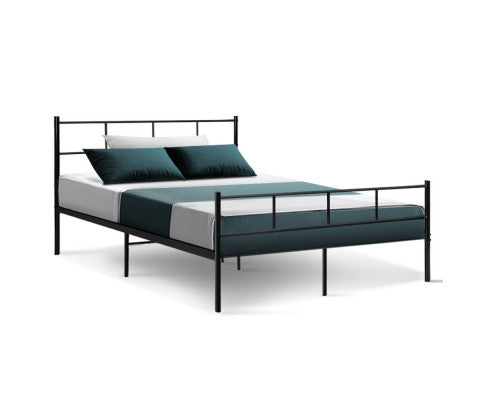 Metal Bed Frame Double Size Platform Foundation Mattress Base SOL Black Artiss