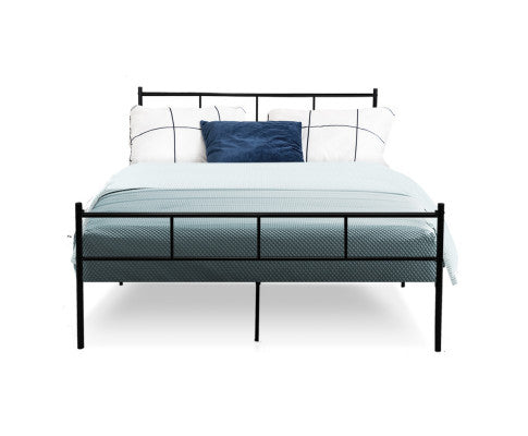 Metal Bed Frame Double Size Platform Foundation Mattress Base SOL Black Artiss