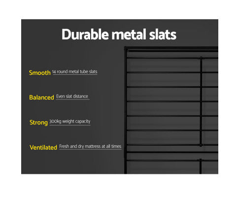 Metal Bed Frame Double Size Platform Foundation Mattress Base SOL Black Artiss