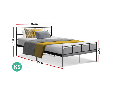 Metal Bed Frame Double Size Platform Foundation Mattress Base SOL Black Artiss