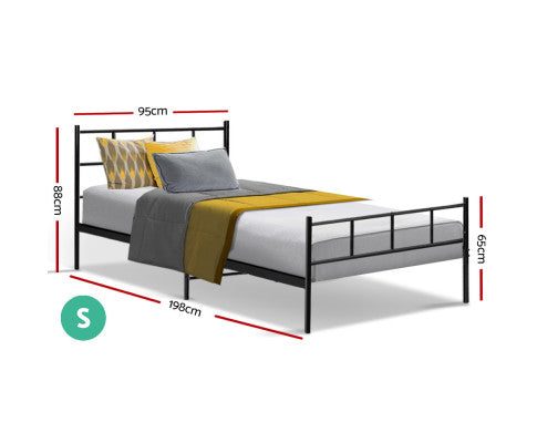 Metal Bed Frame Double Size Platform Foundation Mattress Base SOL Black Artiss