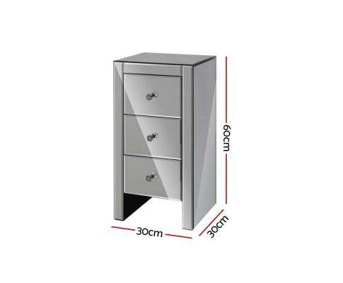 Mirrored Bedside Tables - Grey Artiss