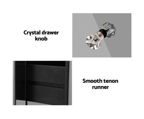 Mirrored Bedside Tables - Grey Artiss