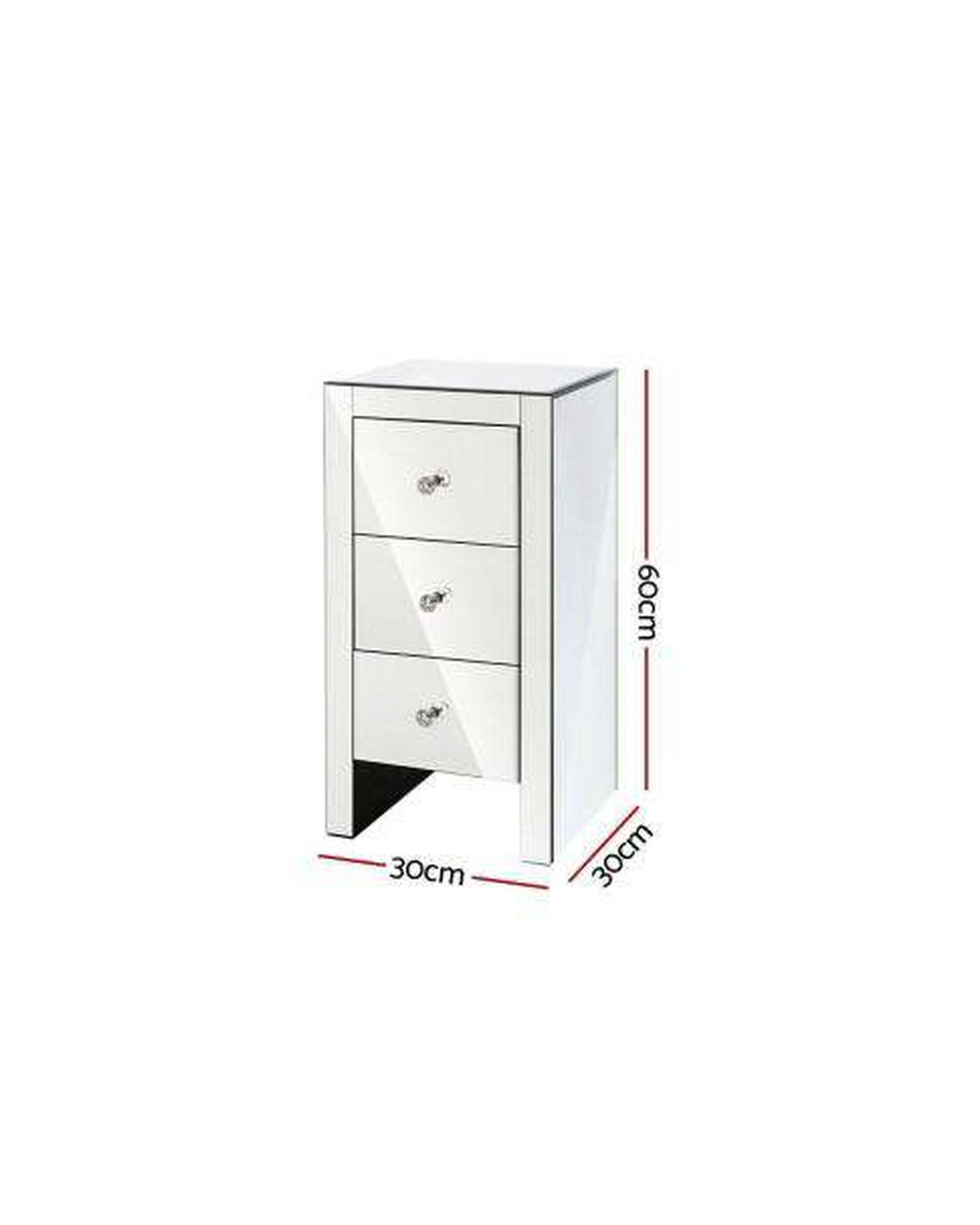 Mirrored Bedside Table - Silver Artiss
