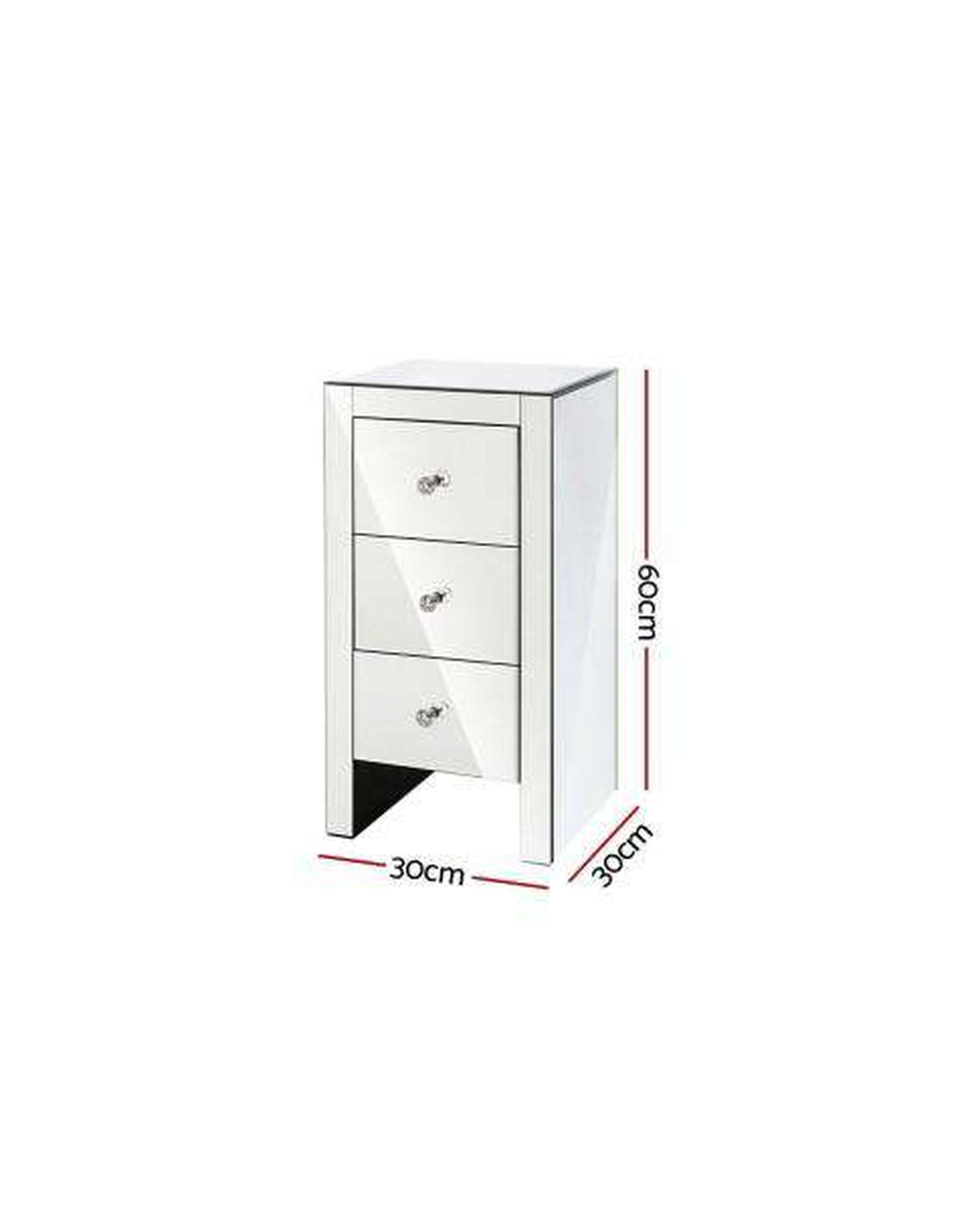 Mirrored Bedside Table - Silver Artiss