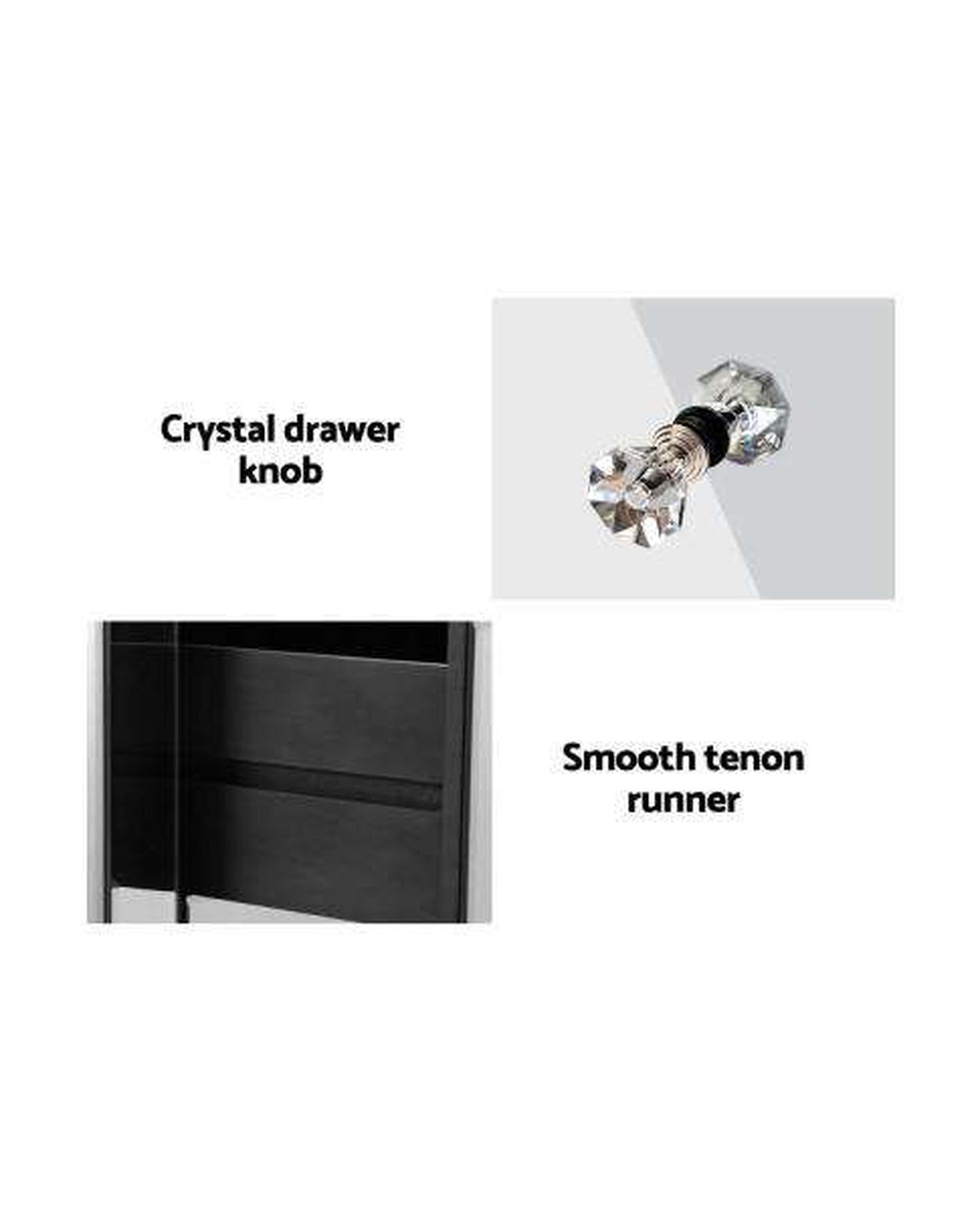 Mirrored Bedside Table - Silver Artiss