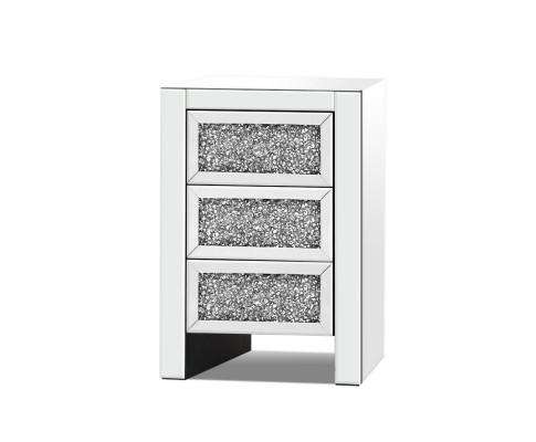 Bedside Table Nightstand Side End Tables Storage 3 Drawers Mirrored Glass Furniture Artiss