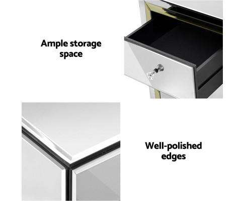 Mirrored Furniture Bedside Table Chest Drawers Gloss Nightstand Artiss