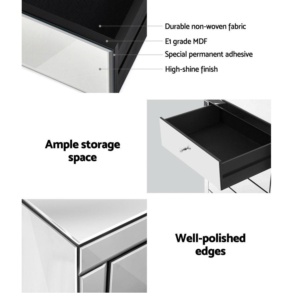 Artiss Chest of Drawers Tallboy Dresser Table Mirrored 5 Drawers Storage Cabinet Artiss