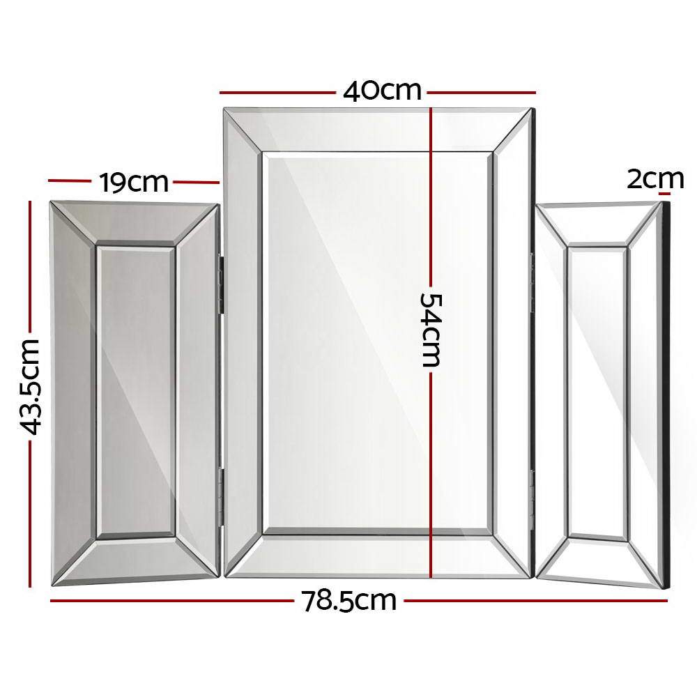 Mirrored Furniture Makeup Mirror Dressing Table Vanity Mirrors Foldable Artiss