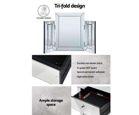 Mirrored Furniture Dressing Table Dresser Chest of Drawers Mirror Stool Artiss