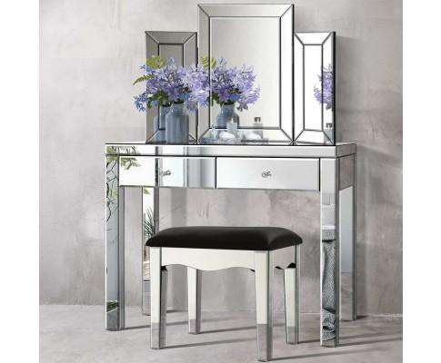 Mirrored Furniture Dressing Table Dresser Chest of Drawers Mirror Stool Artiss
