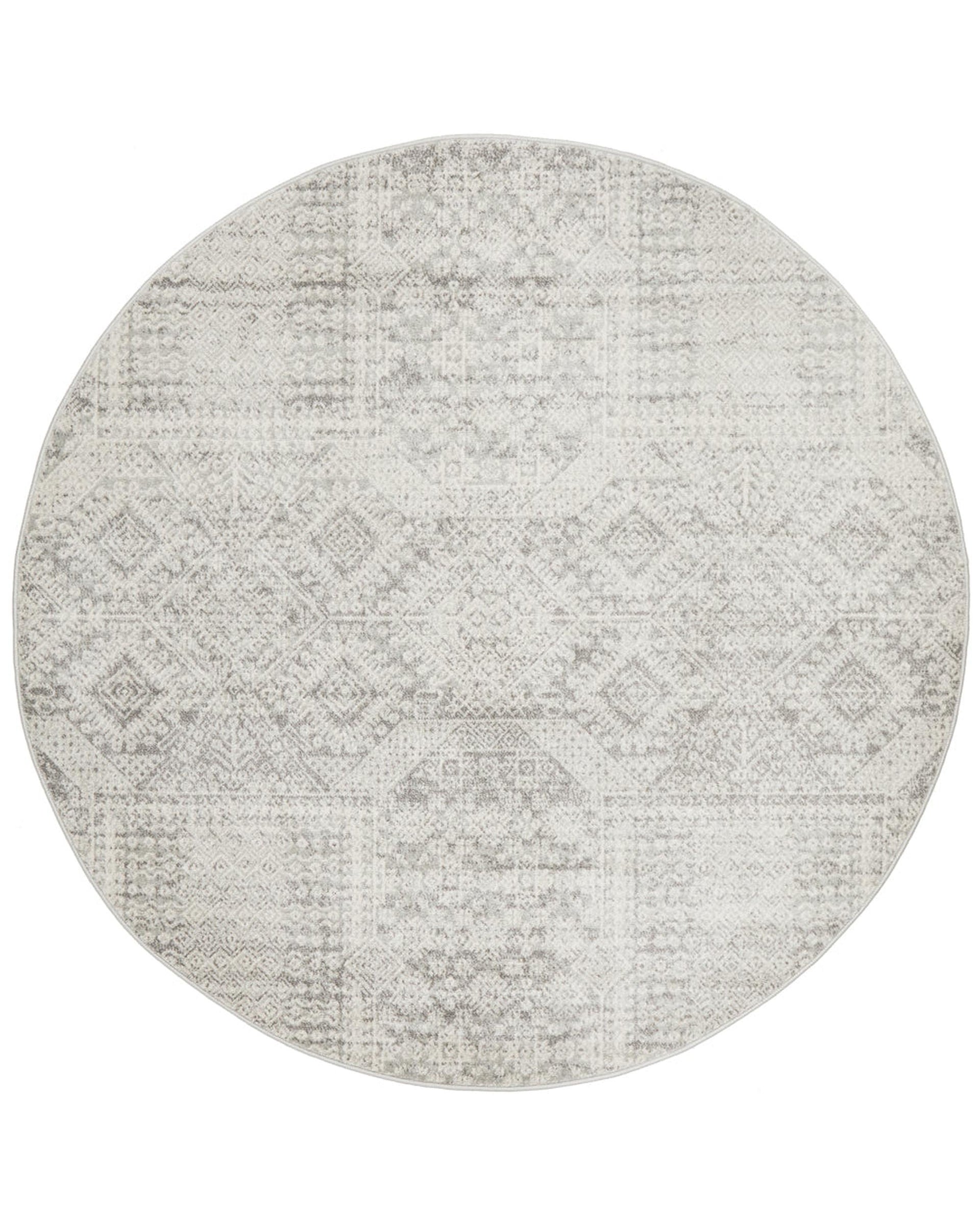 Mirage Zelda Silver Grey Round Rug Rug Culture
