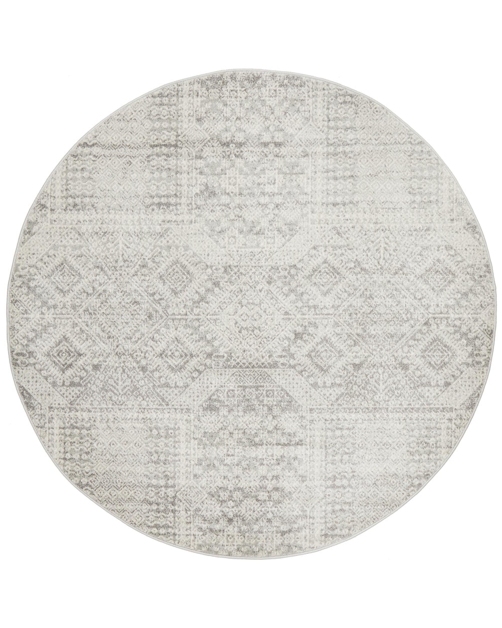 Mirage Zelda Silver Grey Round Rug Rug Culture