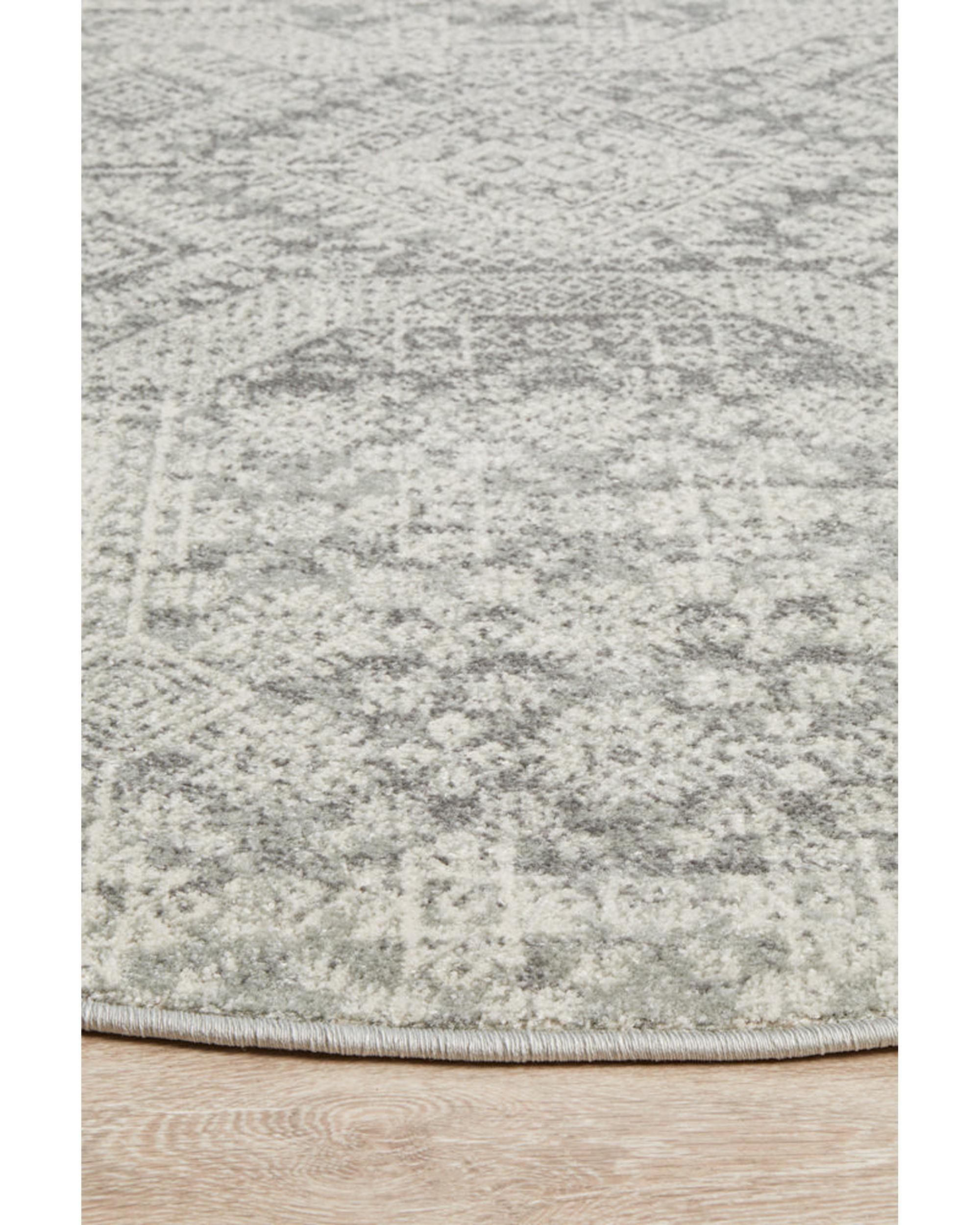 Mirage Zelda Silver Grey Round Rug Rug Culture
