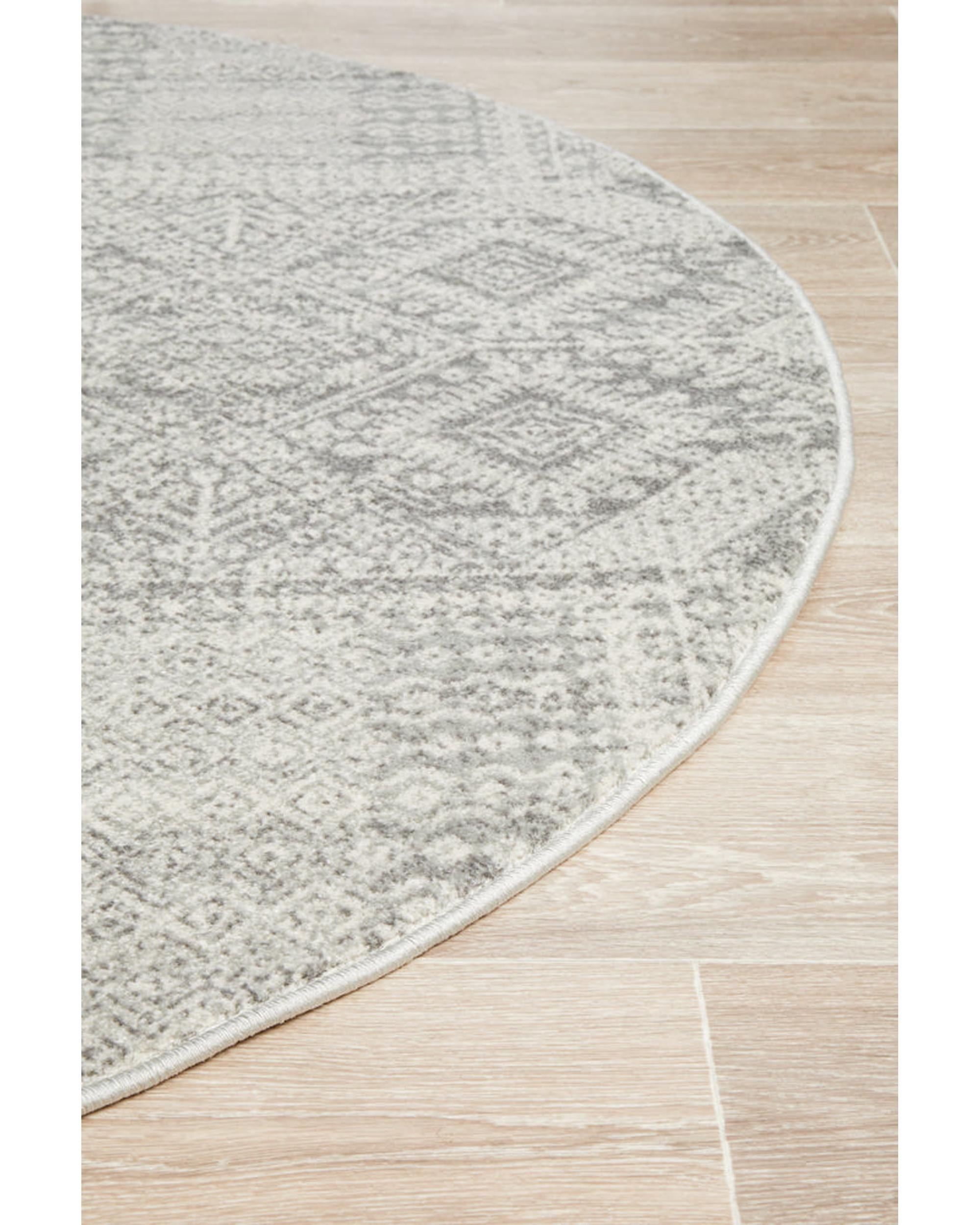 Mirage Zelda Silver Grey Round Rug Rug Culture