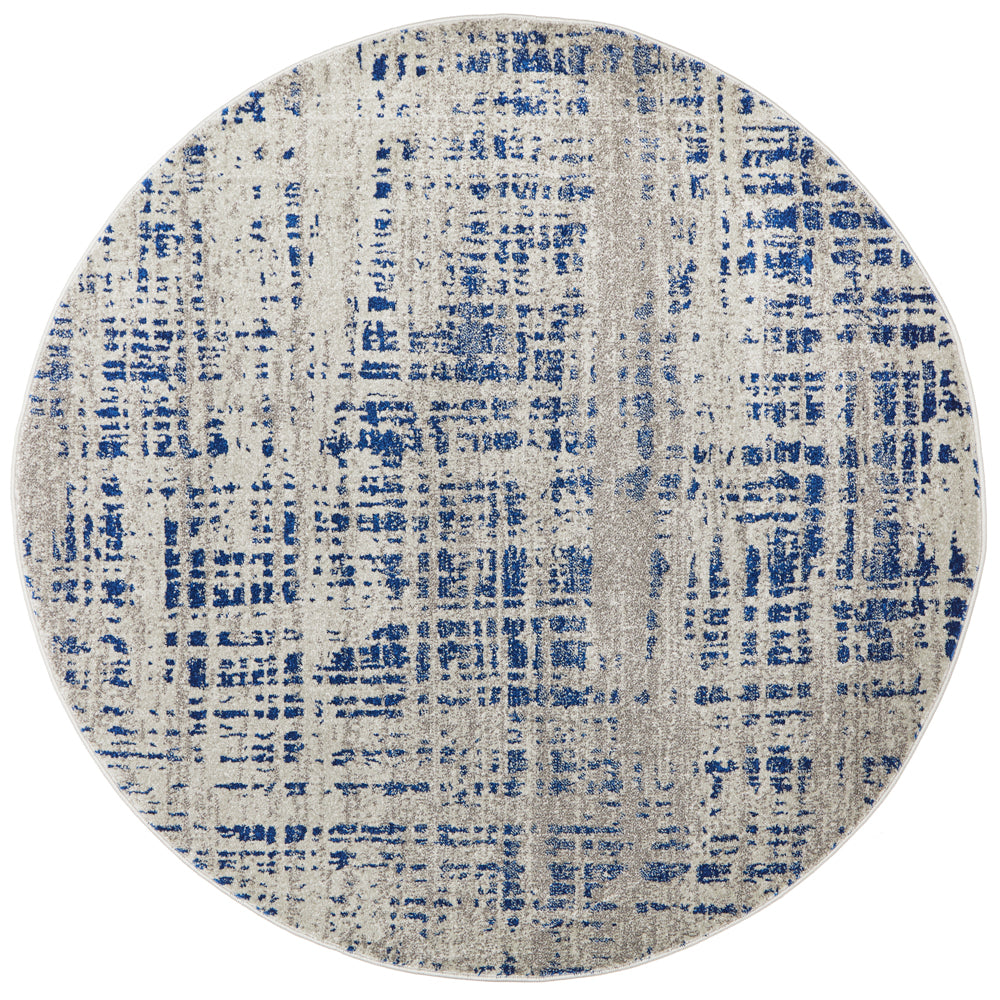 Mirage Ashley Abstract Modern Blue Grey Round Rug Rug Culture