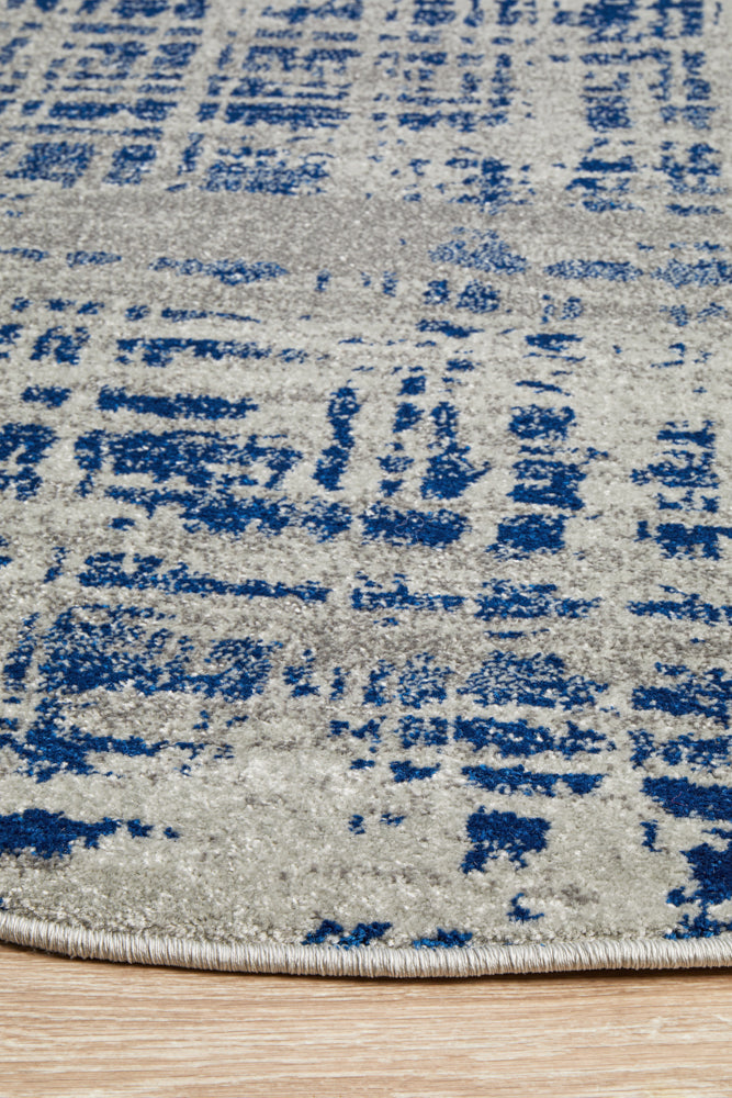 Mirage Ashley Abstract Modern Blue Grey Round Rug Rug Culture