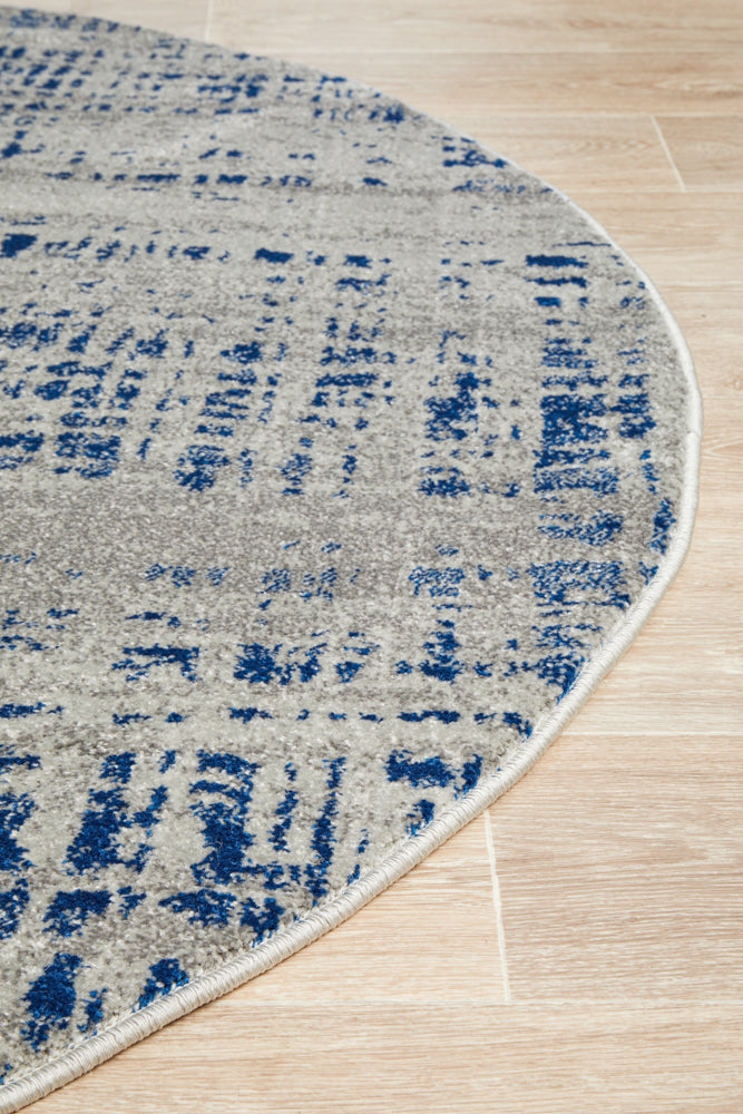 Mirage Ashley Abstract Modern Blue Grey Round Rug Rug Culture