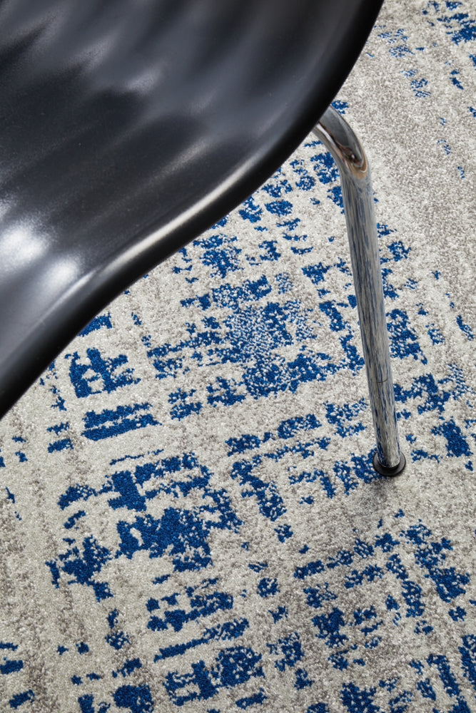 Mirage Ashley Abstract Modern Blue Grey Round Rug Rug Culture