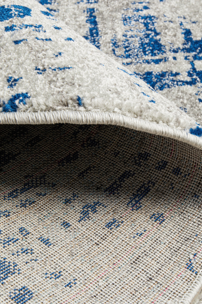 Mirage Ashley Abstract Modern Blue Grey Round Rug Rug Culture