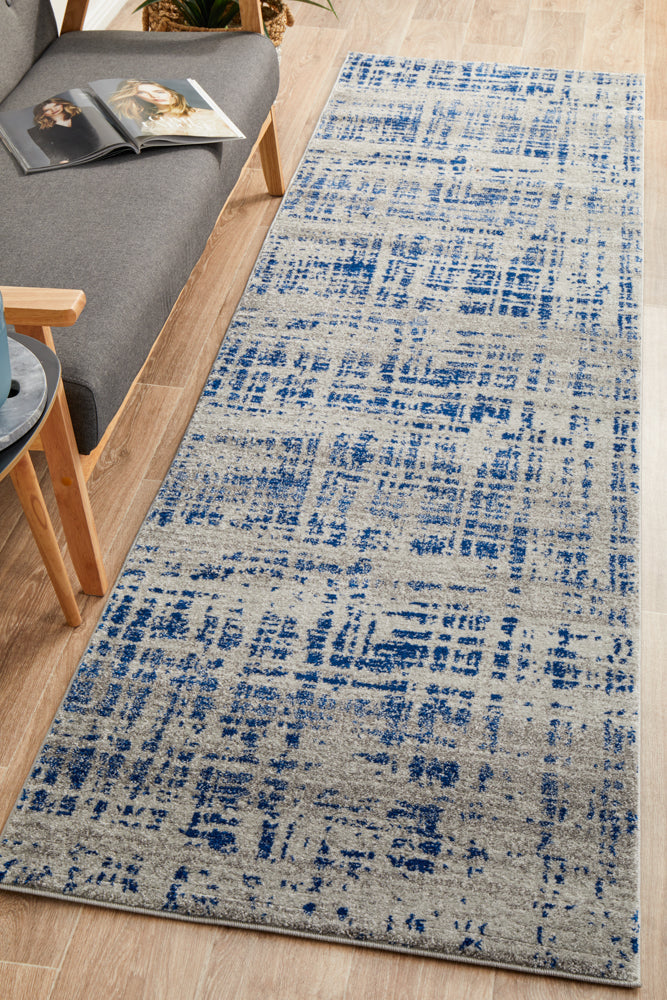 Mirage Ashley Abstract Modern Blue Grey Runner Rug Rug Culture
