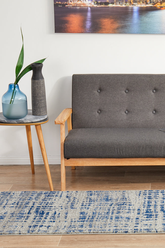 Mirage Ashley Abstract Modern Blue Grey Runner Rug Rug Culture