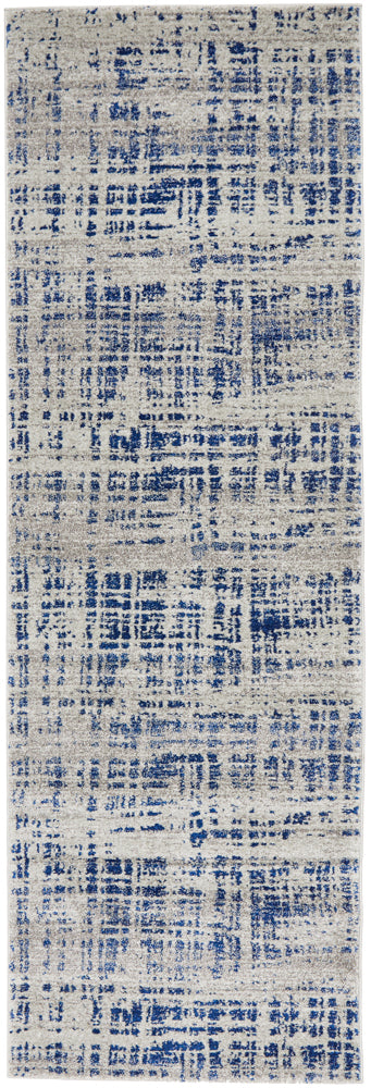 Mirage Ashley Abstract Modern Blue Grey Runner Rug Rug Culture