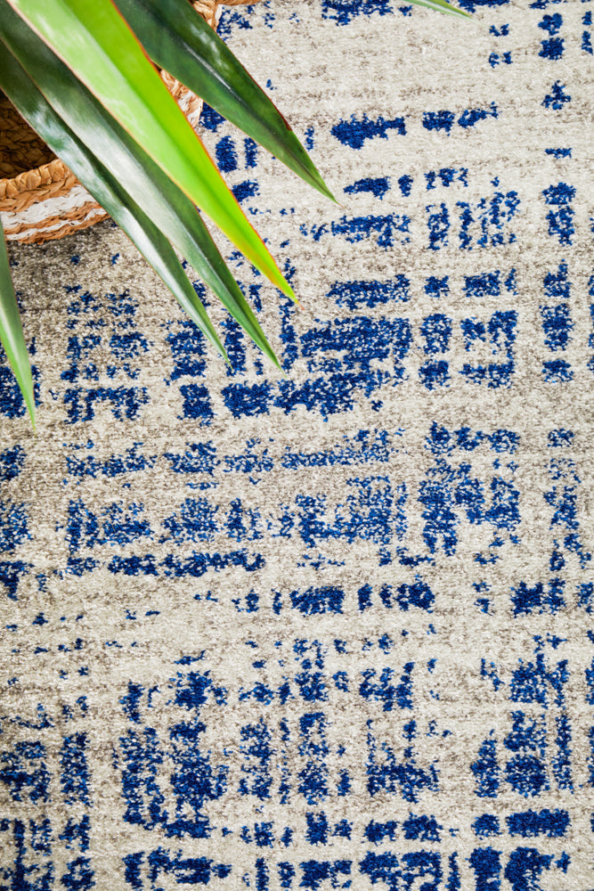 Mirage Ashley Abstract Modern Blue Grey Runner Rug Rug Culture