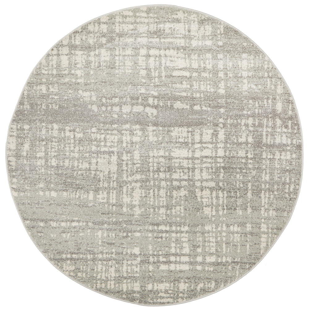 Mirage Ashley Abstract Modern Silver Grey Round Rug Rug Culture