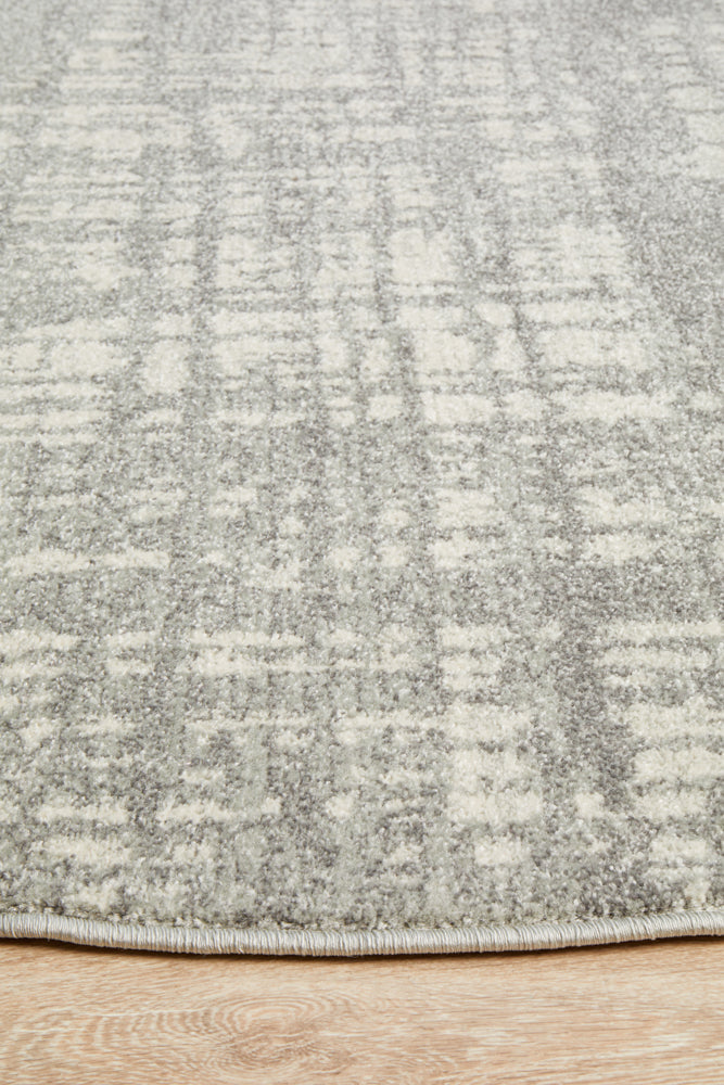 Mirage Ashley Abstract Modern Silver Grey Round Rug Rug Culture